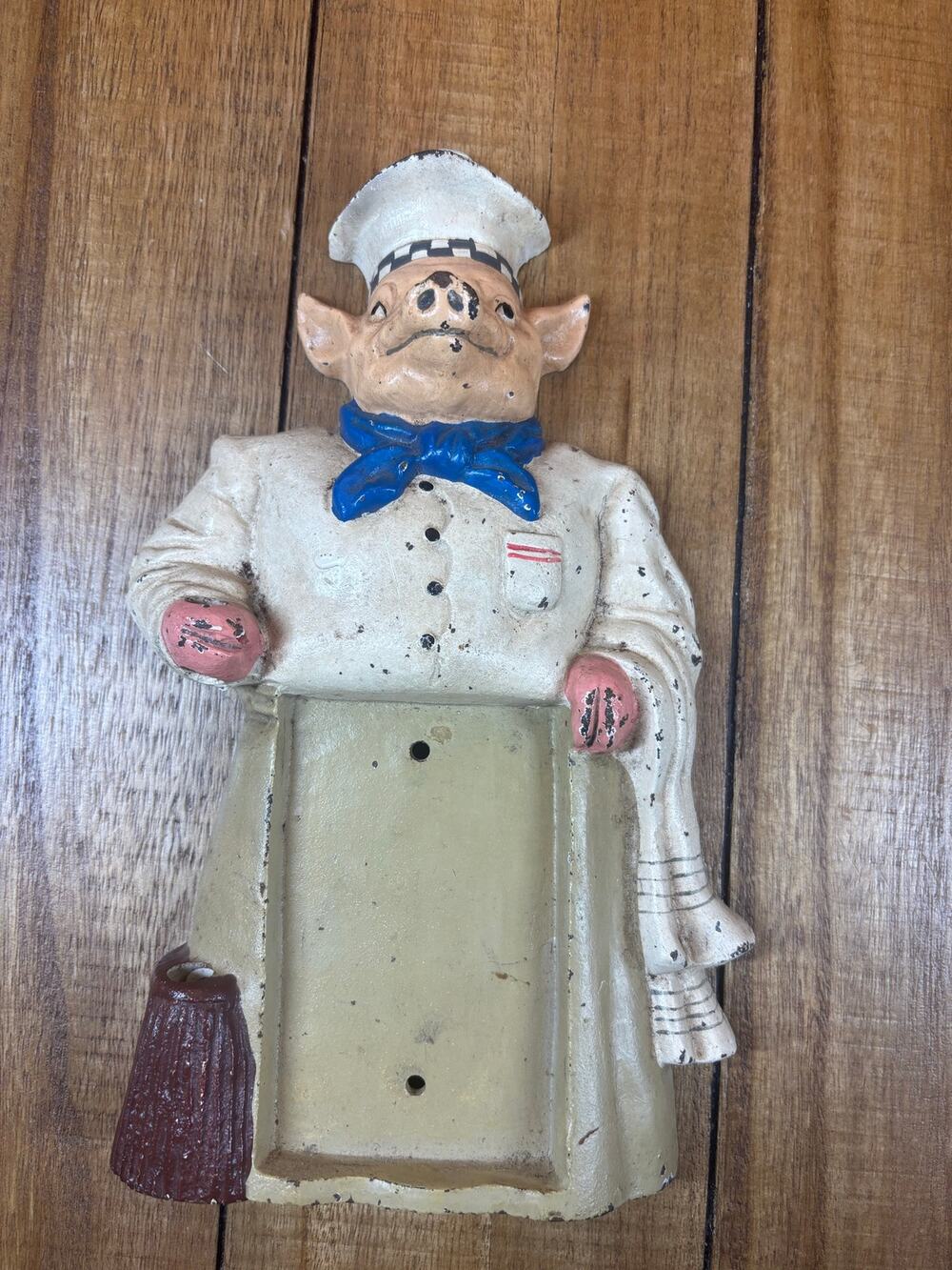 Cast iron pig note holder vintage